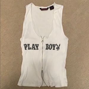 Playboy double zip tank top